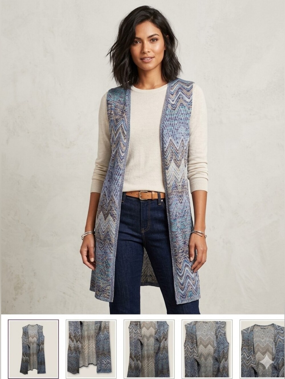 Wrangler Cardigan Duster Open Front Sleeveless Size Large